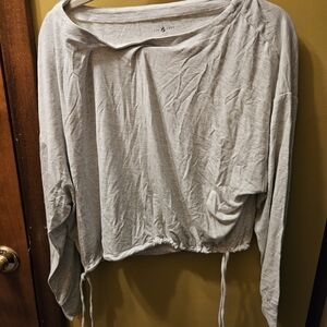 Lou & Grey Light Gray Drawstring Hem Pullover